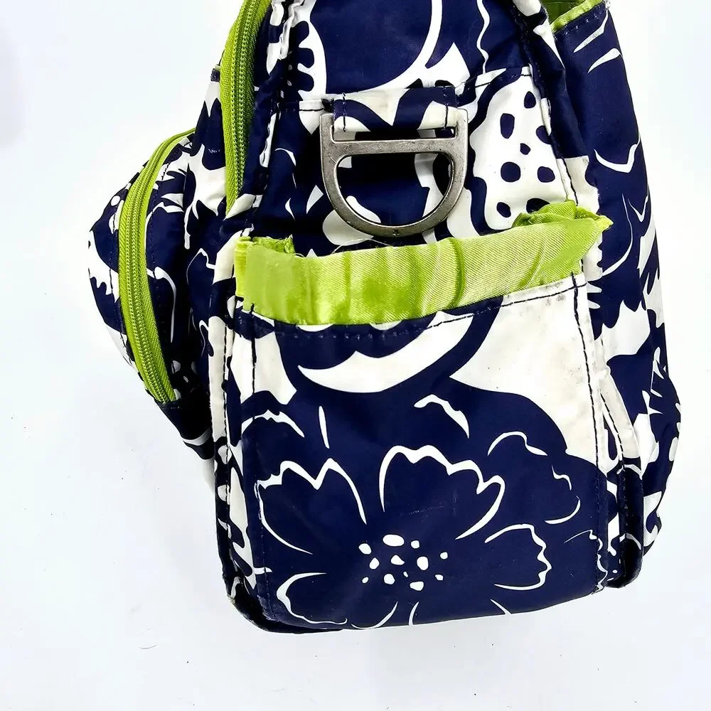 JuJuBe BFF Floral Diaper Bag & Pad Cobalt Blossoms Blue White Rare Discontinued